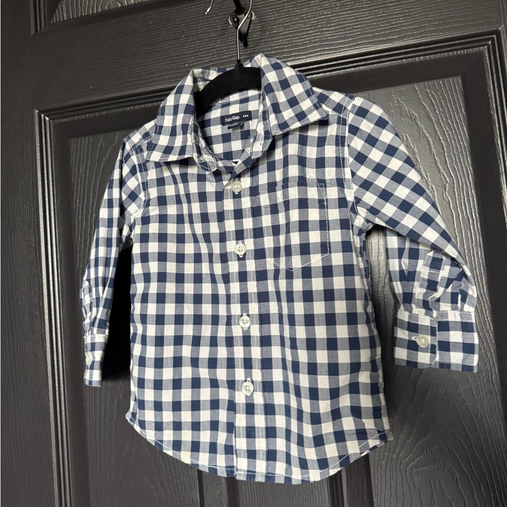 Baby Gap Children's Navy & White Gingham Button-Up Shirt
